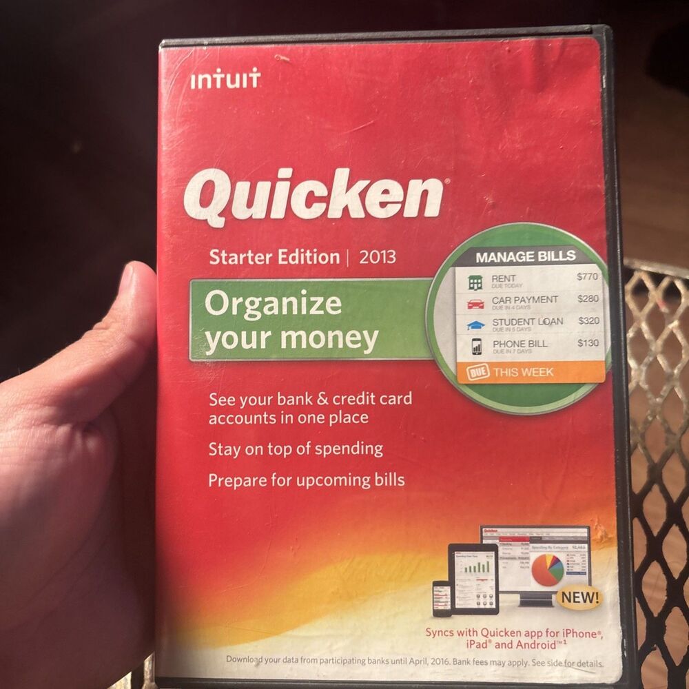 Intuit Quicken 2013 Starter Edition Orginize Your Money For XP SP2/Above Vista 7